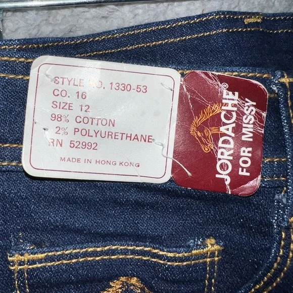 NOS Jordache Jeans Women's Size 12 x 33 Blue Denim Horse Head Hemmed Pants 52992
